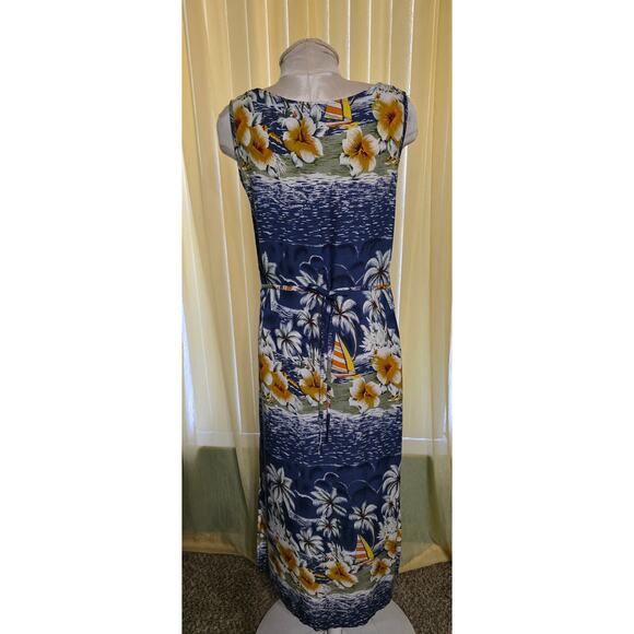 Vintage Paradise Bay Tropical Hawaiian Dress Women M Long Floral Sleeveless - Picture 3 of 5